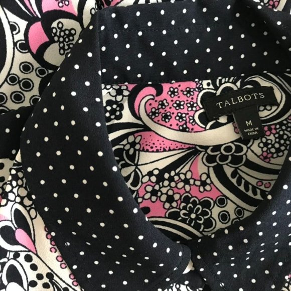 Talbots women's blouse top sleeveless pink black Paisley floral size medium - Picture 3 of 3